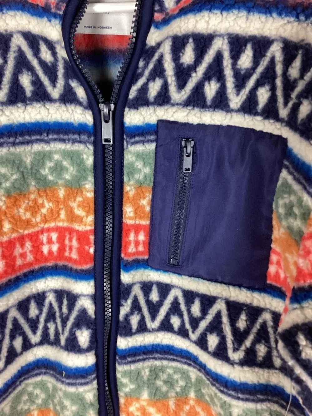 Old Navy Childrens Fleece Zip Front Jacket Size L 10-12 Multicolored Pattern